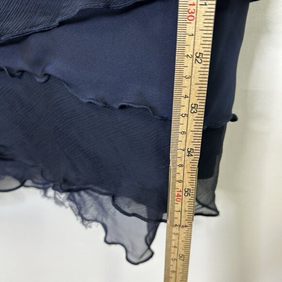 Tadashi Shoji Navy Pleated Evening Gown Womens Size 12 Maxi Dress - Picture 7 of 9